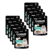 10 Sachê Golden Gatos Castrados Frango 70g Alimento Úmido