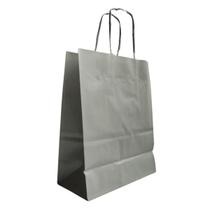 10 Sacola De Papel Kraft Prata Presente Loja 17,5x8,5x21,5cm