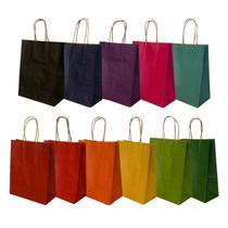 10 Sacola De Papel Kraft Presente Colorida 17,5X8,5X21,5Cm