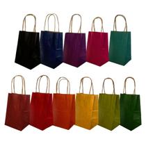 10 Sacola De Papel Kraft Presente Colorida 9,5X7,5X14,5Cm