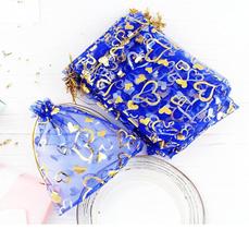 10 Saquinhos de organza azul Tifani c/ Coração 17x23 lembrancias