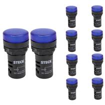 10 Sinaleiro LED 30,5mm Steck 110V Luminoso Azul SLDS1104
