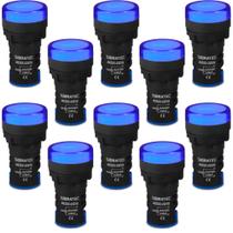 10 Sinaleiro Monobloco LED AD22-B Cor Azul 127/220V 22mm