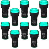 10 Sinaleiro Monobloco LED AD22-G Cor Verde 127/220V 22mm