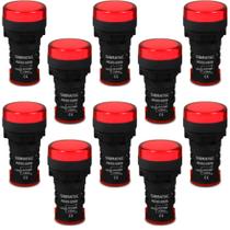 10 Sinaleiro Monobloco LED AD22-R Cor Vermelho 127/220V 22mm
