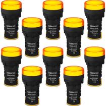 10 Sinaleiro Monobloco LED AD22-Y Cor Amarelo 127/220V 22mm