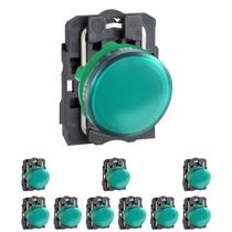 10 Sinalizador Plástico 22mm 250V Verde Para Lâmpada Ba9s Schneider