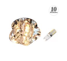 10 Spot de Cristal K9 Embutir Teto Gesso Ac661 + LED G9 3W 3000K 10 Spot de Cristal K9 Embutir Teto Gesso Ac661 + LED G9 3W 3000K