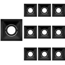 10 Spot De Embutir Recuado Stella Square Mr16 Gu10 Quadrado Bivolt Preto