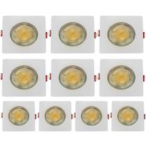 10 Spot Led 5w Quadrado Embutir Luz Amarela 3000k Luminária Gesso Avant