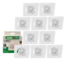 10 Spot Led Neo Embutir Quadrado 5W Luz Fria 6500k Taschibra