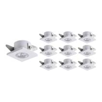 10 Spots de Embutir para Móvel MBLed Elysa Quadrado Led 1W Bivolt Branco 3000K Luz Amarela