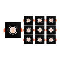 10 Spots de Embutir Plano MBLed para 1 Lâmpada Par 30 Quadrado Preto 10 Spots de Embutir Plano MBLed para 1 Lâmpada Par 30 Quadrado Preto
