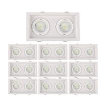 10 Spots de Embutir Recuado Nordecor Flea Duo para 2 Lâmpadas Mr16 Gu10 Bivolt Branco 10 Spots de Embutir Recuado Nordecor Flea Duo para 2 Lâmpadas Mr16 Gu10 Bivolt Branco