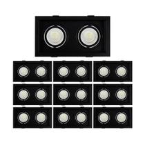 10 Spots de Embutir Recuado Nordecor Flea Duo para 2 Lâmpadas Mr16 Gu10 Bivolt Preto 10 Spots de Embutir Recuado Nordecor Flea Duo para 2 Lâmpadas Mr16 Gu10 Bivolt Preto