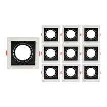 10 Spots de Embutir Recuado Nordecor Flea para 1 Lâmpada Ar70 Quadrado Branco E Preto