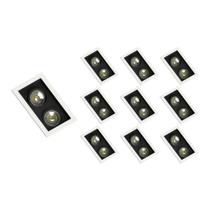 10 Spots de Embutir Recuado Save Energy para 2 Lâmpadas Mr16 Gu10 Bivolt Branco/Preto 10 Spots de Embutir Recuado Save Energy para 2 Lâmpadas Mr16 Gu10 Bivolt Branco/Preto
