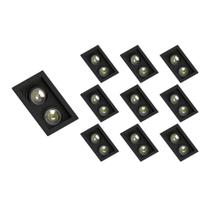 10 Spots de Embutir Recuado Save Energy para 2 Lâmpadas Mr16 Gu10 Bivolt Preto