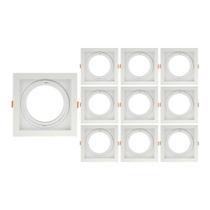 10 Spots de Embutir Recuado Taschibra Conecta para Lâmpada Ar111 Quadrado Branco