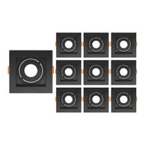 10 Spots de Embutir Recuado Taschibra Conecta para Lâmpada Mr11 Quadrado Preto