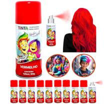 10 Spray Cabelo Maluco Temporário Vermelho Festas Atacado