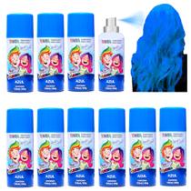 10 Spray p/ Cabelo Temporário Azul Carnaval Festas Halloween Dia das Bruxas