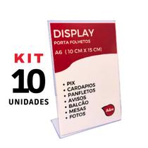 10 Suporte Displays A6 L Expositor 10x15 Acrílico (PS) - Adre Utilidades