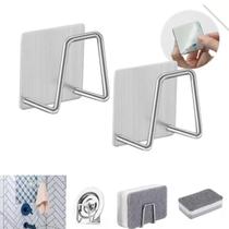 10 Suportes Esponja Bucha Pia Aço Inox Louça Cozinha Adesivo Multiuso