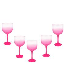 10 Taças Gin Acrílico Rosa Degradê Bicolor Fosco 600 Ml