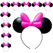 10 Tiaras Minnie Rosa Infantil para Aniversário Lembrança de Festa e Sacolinha Surpresa