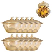 10 Tigelas Caçarola de Vidro Com Tampa 800ml Saladeira