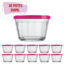 10 Tigelas de Vidro Americano C Tampa Gelatina Papinha 350ml