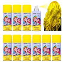10 Tintas de Cabelo Temporária Amarelo Spray lavável Festa Infantil Carnaval Atacado