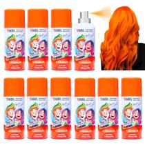 10 Tintas de Cabelo Temporária Laranja Spray lavável Festa Infantil Carnaval Atacado