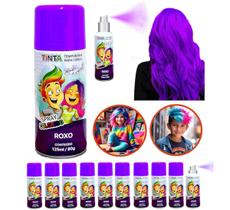 10 Tintas de Cabelo Temporária Roxo Spray lavável Festa Infantil Carnaval Atacado 10 Tintas de Cabelo Temporária Roxo Spray lavável Festa Infantil Carnaval Atacado