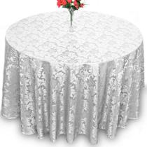10 Toalha De Mesa Redonda Jacquard Cinza 1,40m Festa Buffet