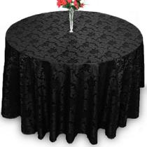 10 Toalha De Mesa Redonda Jacquard Preto 1,40M Festa Buffet
