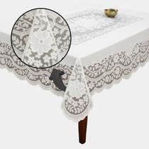 10 Toalhas de Mesa Bordada Branca 137x137cm Quadrada PVC
