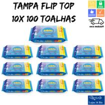 10 Toalhas Lenços Umedecidos Infantil Hora de Ninar Tampa Flip Top Com 100 Unidades Isababy