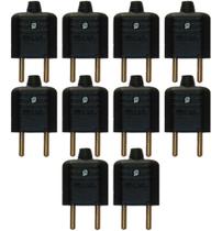 10 Tomada Plugue Pino Macho 2 Pinos 10a Preto Margirius 10 Tomada Plugue Pino Macho 2 Pinos 10a Preto Margirius
