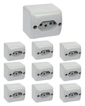 10 Tomada Sobrepor 2p+t 250V 10A Cinza Silentoque Pial
