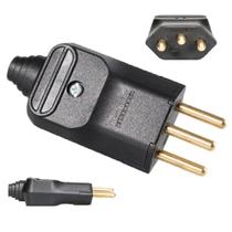 10 Tomadas Plug Macho 3 Pinos 10a Preto com Prensa Cabos