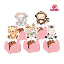 10 Topper para Docinho Safari Aquarela Rosa 3cm 10 Topper para Docinho Safari Aquarela Rosa 3cm