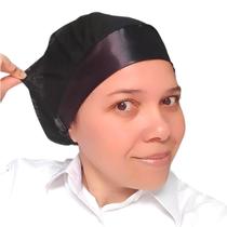 10 Toucas de Cozinha Antifrizz Unica Face Preta Telinha