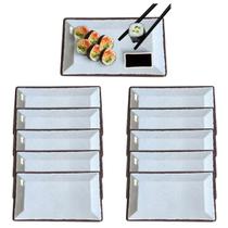 10 Travessa Prato Retangular Melamina Para Servir 35x20cm 10 Travessa Prato Retangular Melamina Para Servir 35x20cm