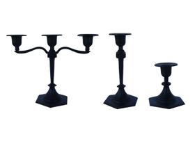 10 Trios De Porta Vela Elegante Castiçal Preto
