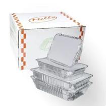10 Un Bandeja Marmita De Alumínio Com Tampa de Papelão D7 750ml 10 Un Bandeja Marmita De Alumínio Com Tampa de Papelão D7 750ml