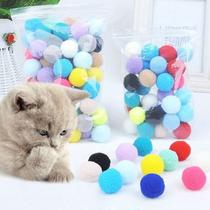 10 Un Bolinhas Pompom Brinquedo Cores Aleatórias Para Gato