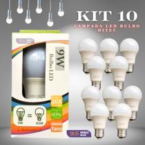 10 UN Lâmpada LED Bulbo Pera 9W Bivolt Branco Frio 6500K 560 Lumens 25.000h de Durabilidade