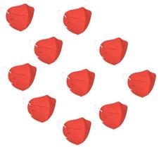 10 UN Mascara Proteçao KN95 Vermelha Clip Nasal bfe 95% ffp2 classe S